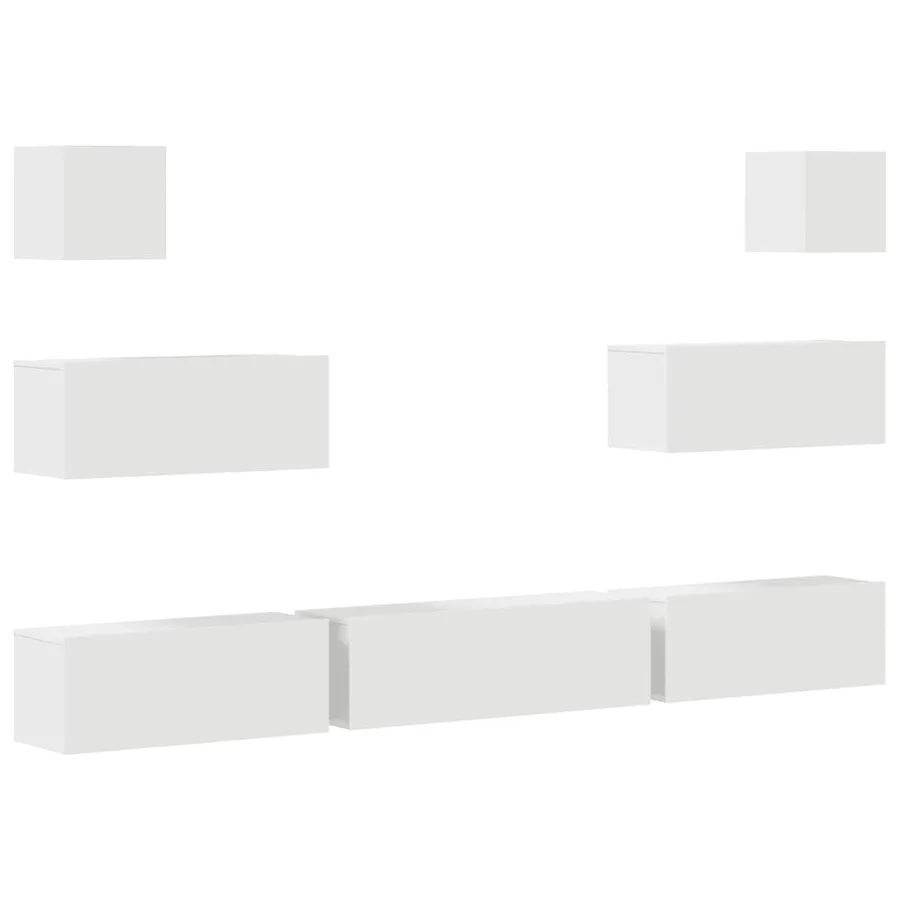 Ensemble de meubles TV 7 pcs Blanc Bois d'ingénierie - 2