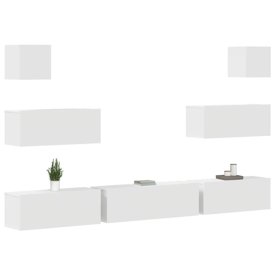Ensemble de meubles TV 7 pcs Blanc Bois d'ingénierie - 3