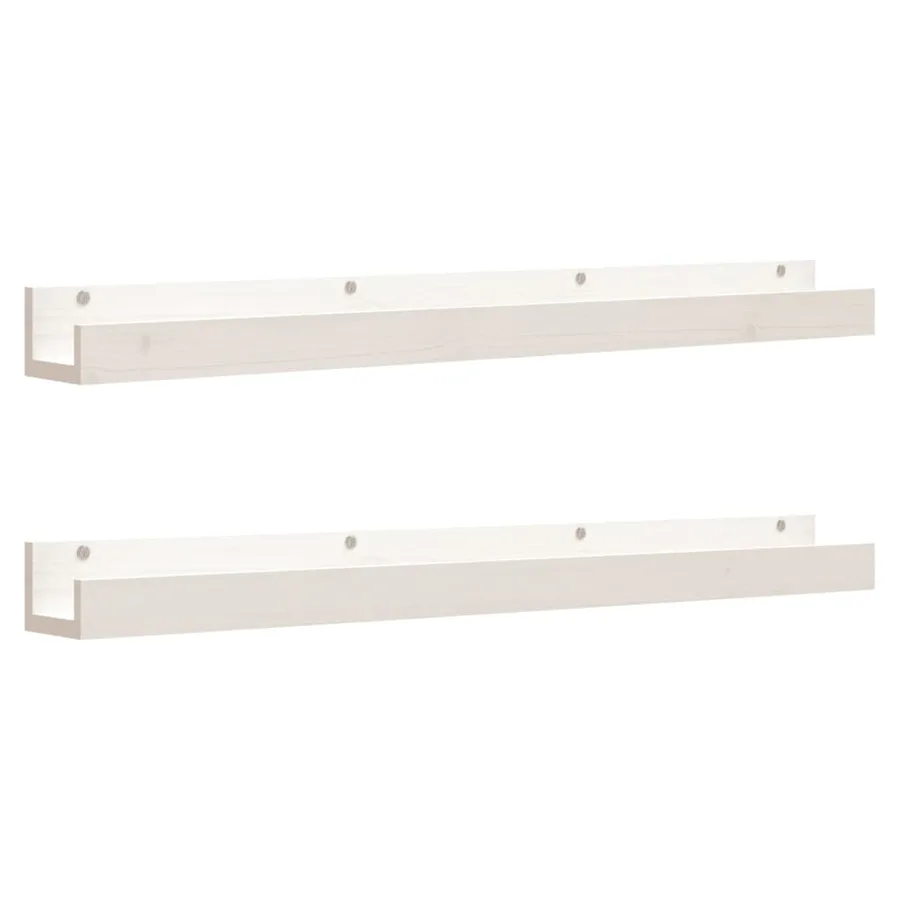 Étagères murales 2 pcs Blanc 110x12x9 cm Bois de pin massif - 2