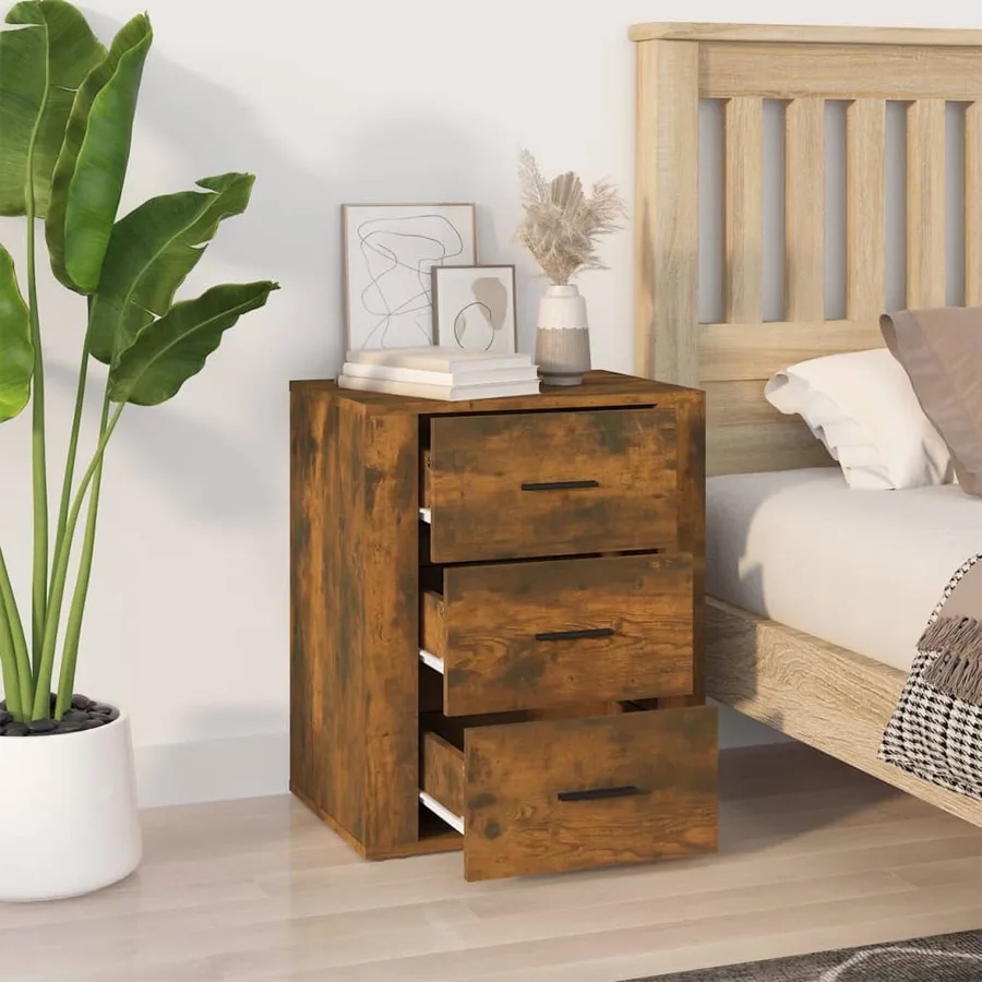 Table de chevet Chêne fumé 50x36x60 cm Bois d'ingénierie - 3