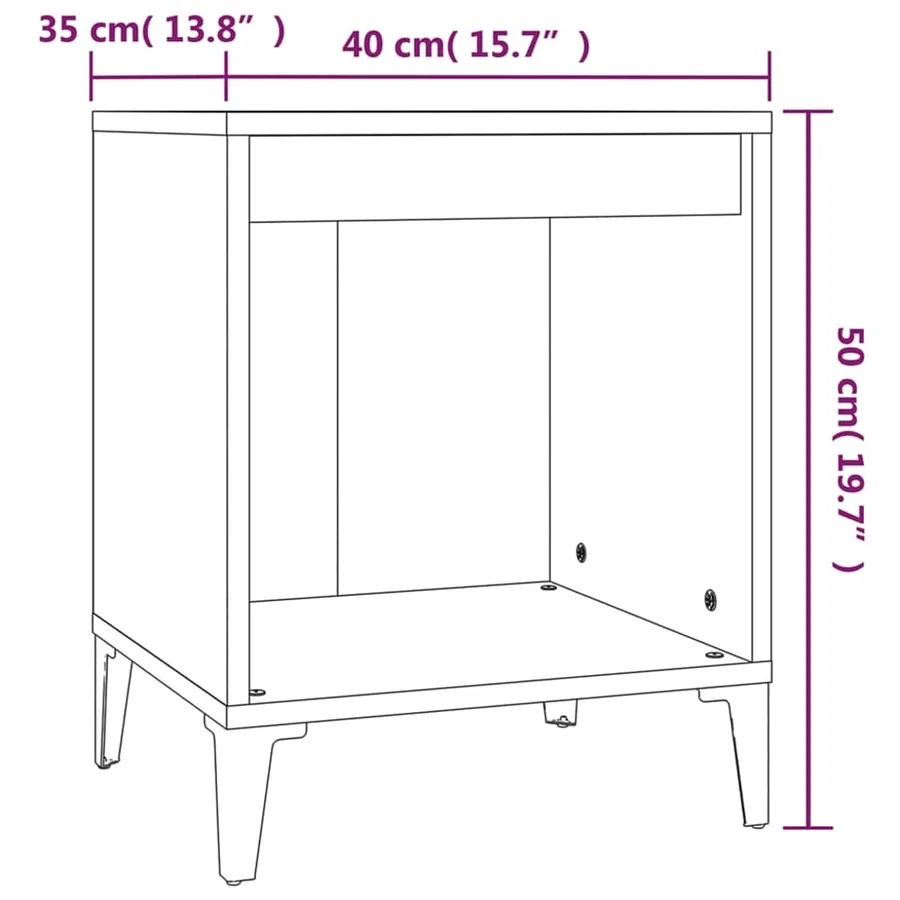 Tables de chevet 2 pcs Gris béton 40x35x50 cm - 9