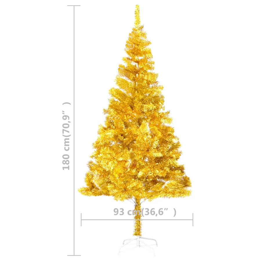 Arbre de Noël artificiel pré-éclairé et boules doré 180 cm PET - 13