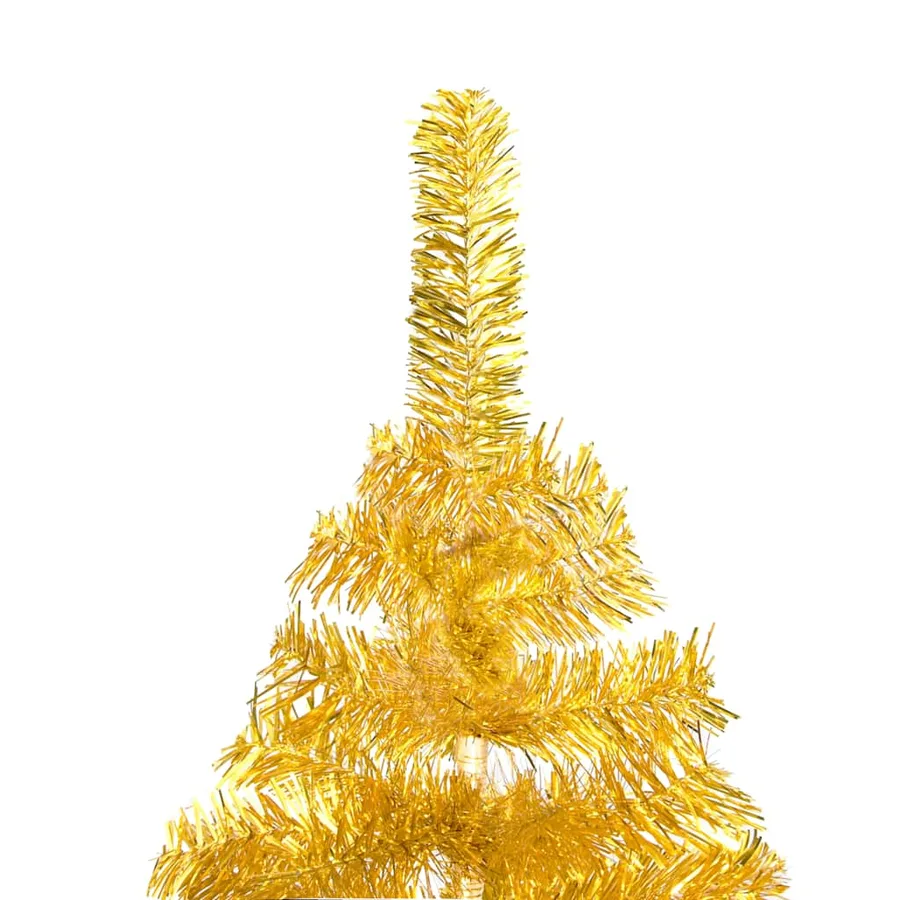 Arbre de Noël artificiel pré-éclairé et boules doré 180 cm PET - 3