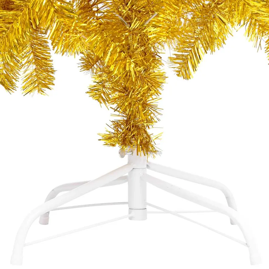 Arbre de Noël artificiel pré-éclairé et boules doré 180 cm PET - 4