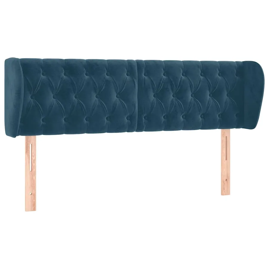 Tête de lit avec oreilles Bleu foncé 147x23x78/88 cm Velours - 2