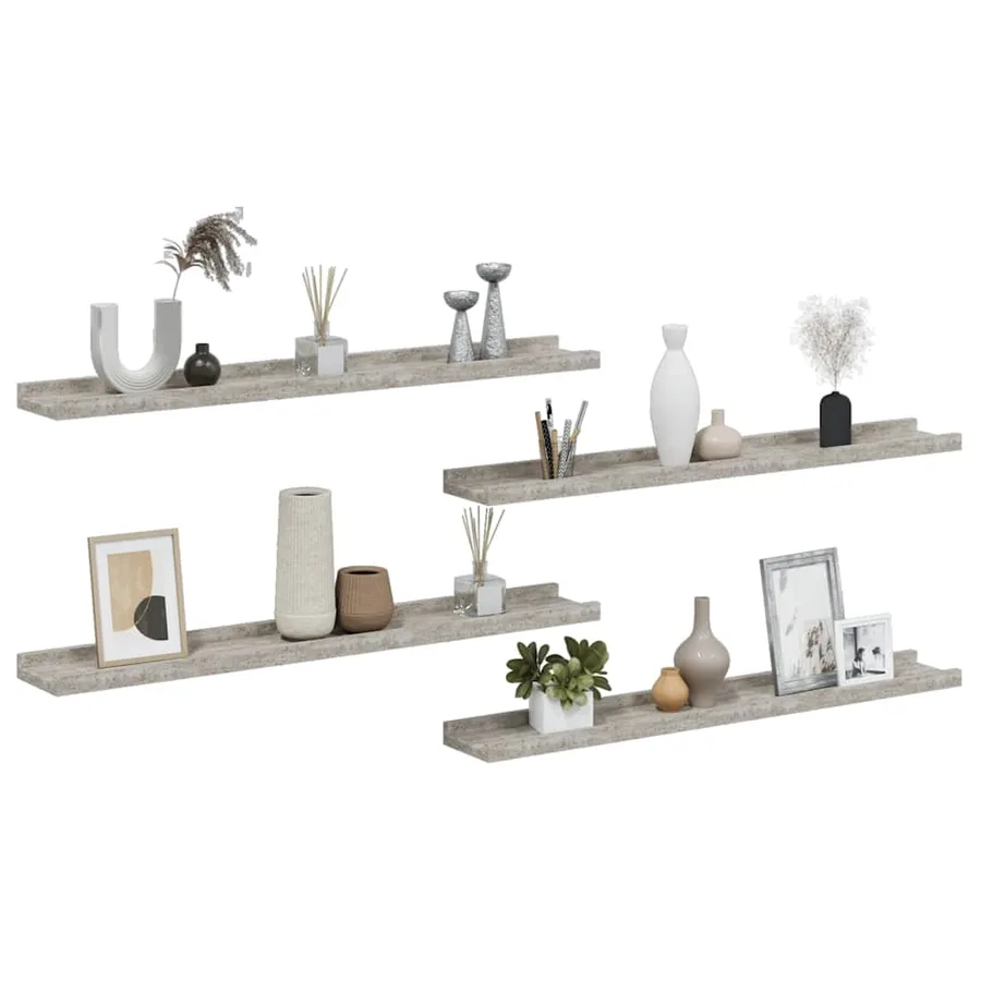 Étagères murales 4 pcs Gris béton 80x9x3 cm - 4