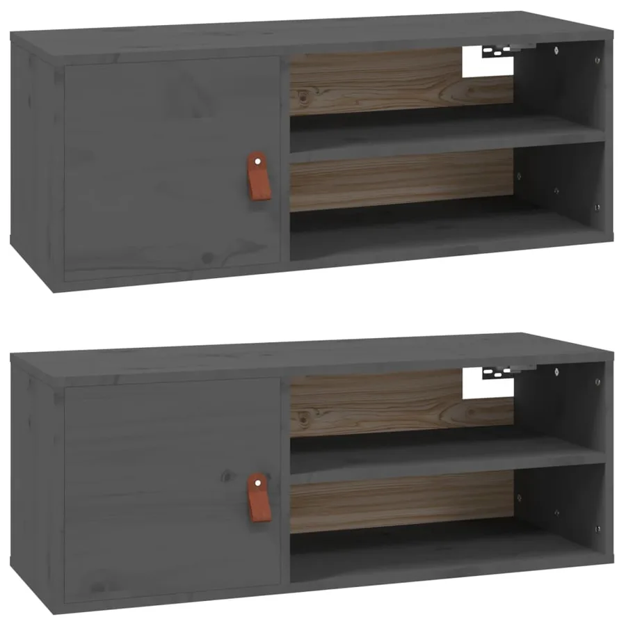 Armoires murales 2 pcs Gris 80x30x30 cm Bois de pin massif - 2