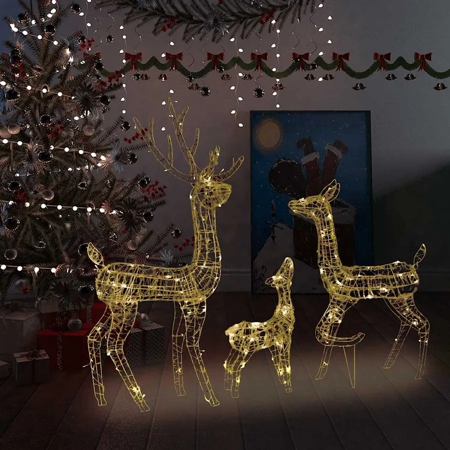Famille de rennes de décoration Acrylique 300 LED blanc chaud