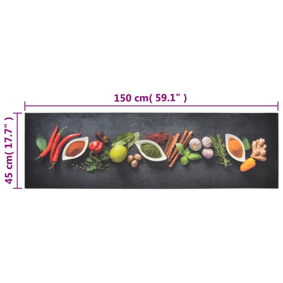 Tapis de cuisine lavable impression d'épices 45x150 cm velours - 5