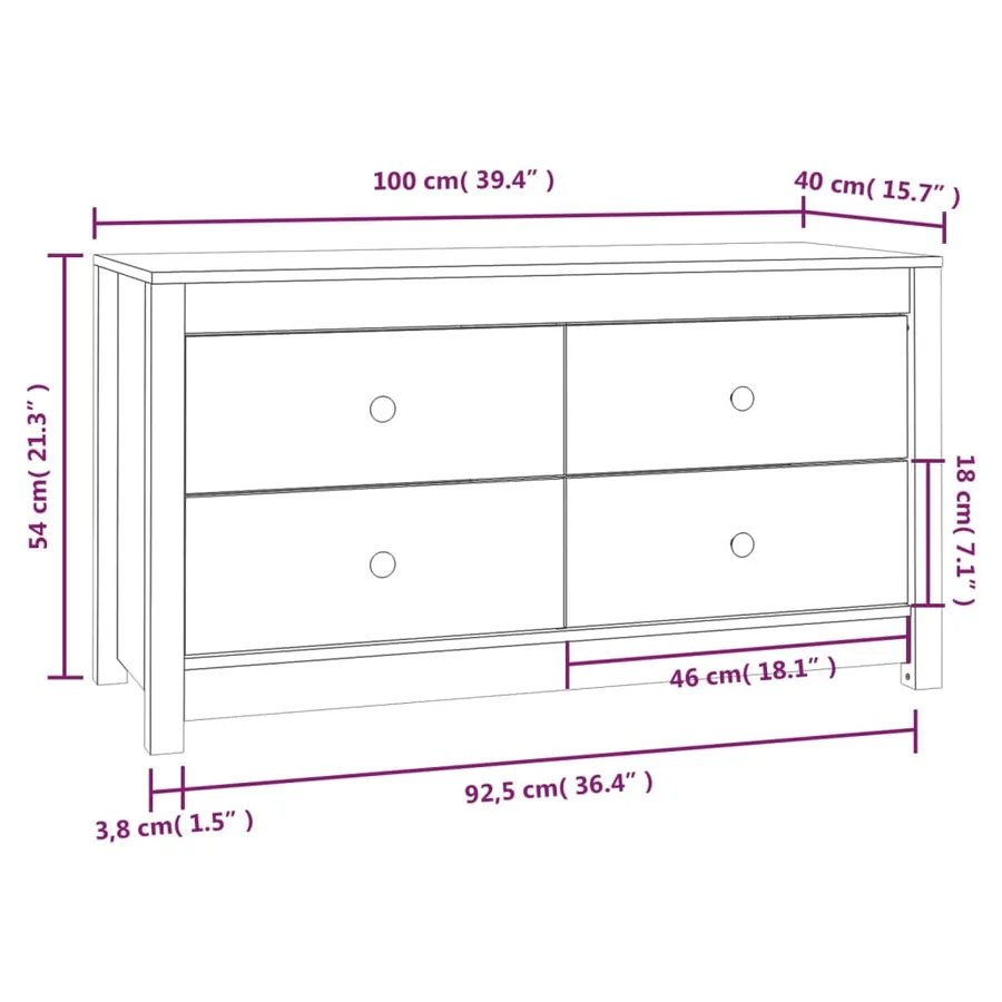 Armoire latérale 100x40x54 cm Bois de pin massif - 10