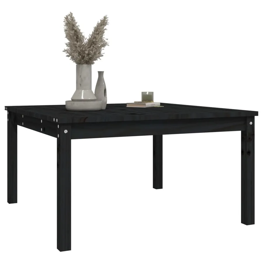 Table de jardin noir 82,5x82,5x45 cm bois massif de pin - 4
