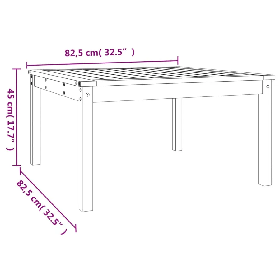 Table de jardin noir 82,5x82,5x45 cm bois massif de pin - 8