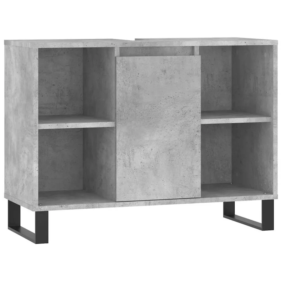 Armoire salle de bain gris béton 80x33x60cm bois d'ingénierie - 2