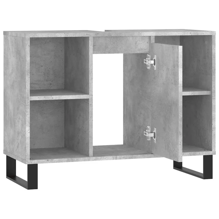 Armoire salle de bain gris béton 80x33x60cm bois d'ingénierie - 5