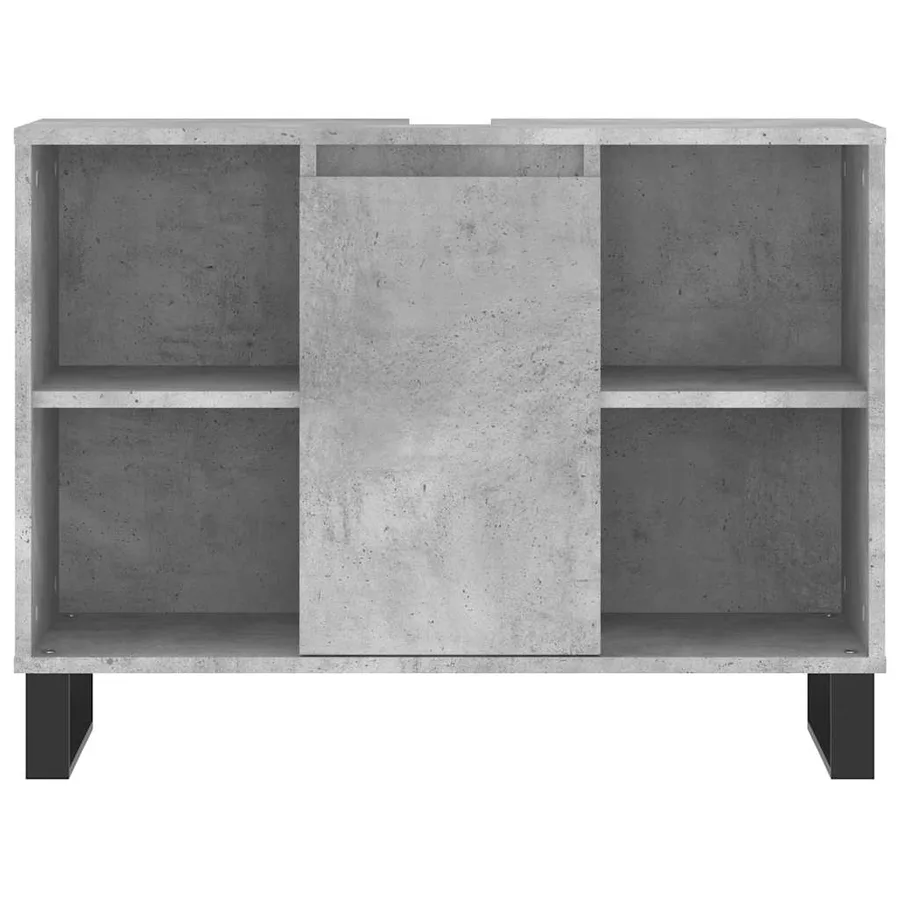 Armoire salle de bain gris béton 80x33x60cm bois d'ingénierie - 6