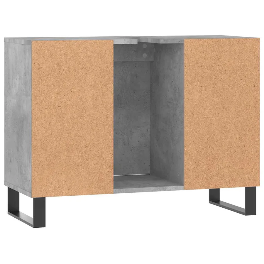 Armoire salle de bain gris béton 80x33x60cm bois d'ingénierie - 8