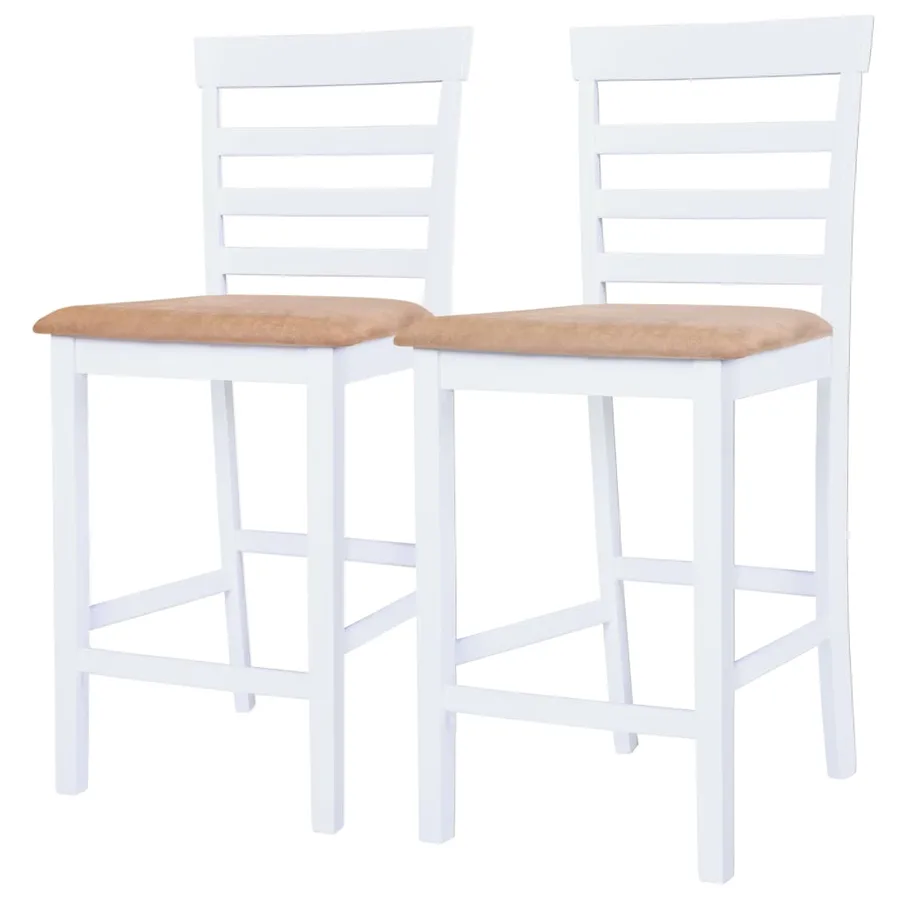 Table et chaises de bar 3 pcs Bois massif Marron et blanc - 5