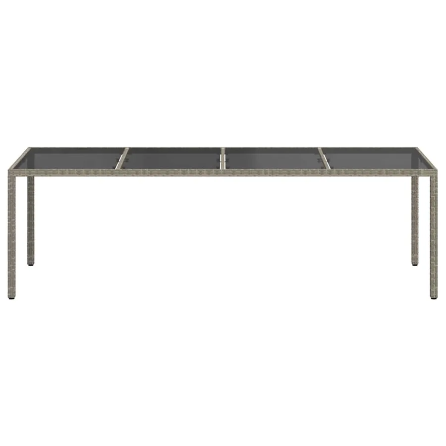 Table de jardin gris 250x100x75 cm Verre trempé et poly rotin - 3