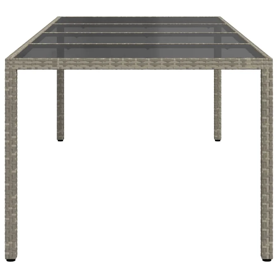 Table de jardin gris 250x100x75 cm Verre trempé et poly rotin - 4
