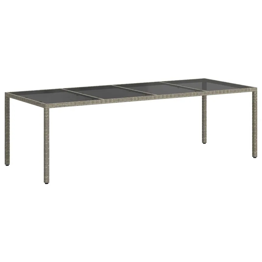 Table de jardin gris 250x100x75 cm Verre trempé et poly rotin - 5