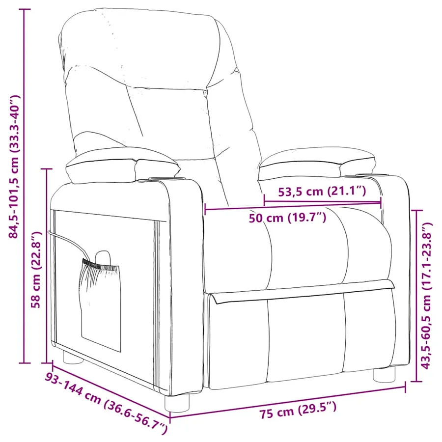 Fauteuil inclinable Noir Tissu - 8