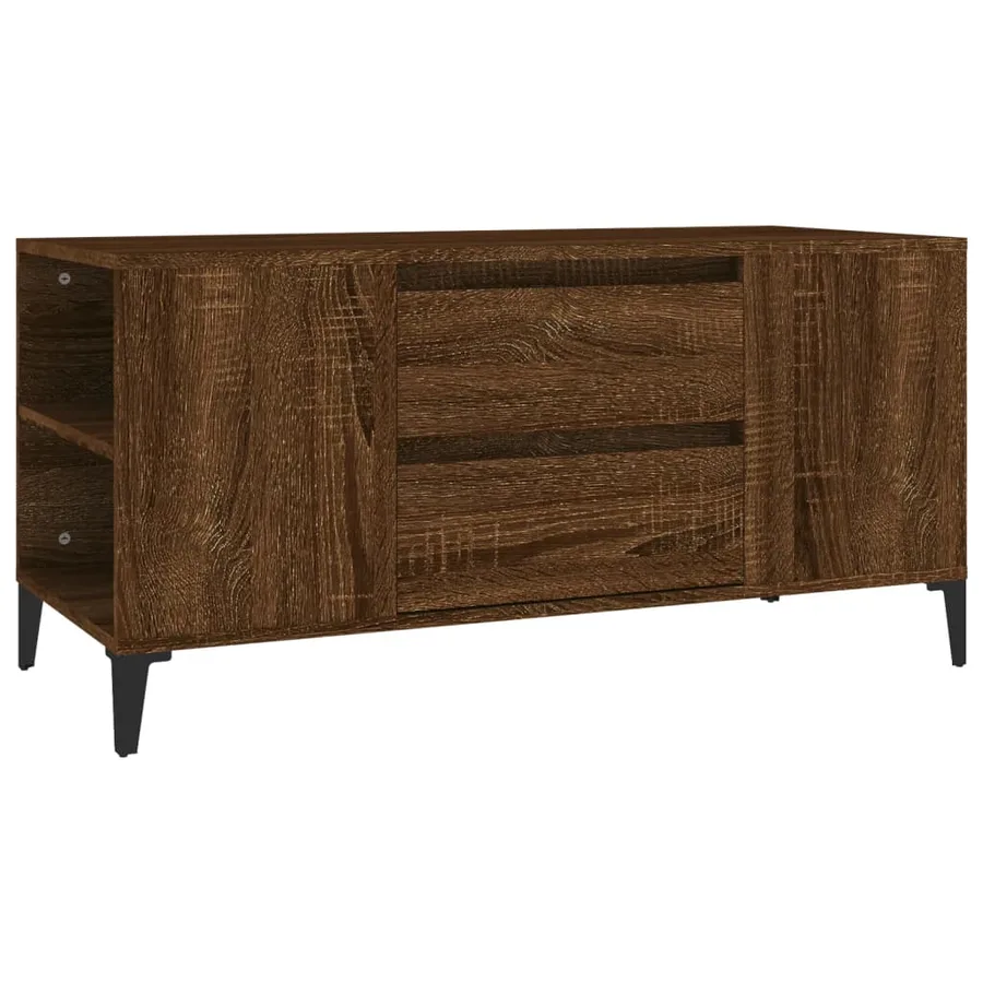 Meuble TV Chêne marron 102x44,5x50 cm Bois d'ingénierie - 2