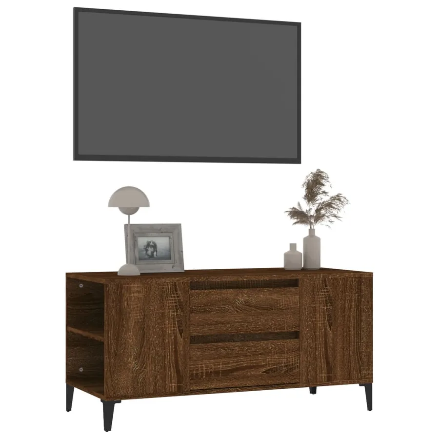 Meuble TV Chêne marron 102x44,5x50 cm Bois d'ingénierie - 4
