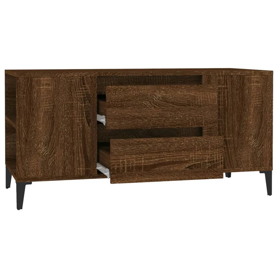 Meuble TV Chêne marron 102x44,5x50 cm Bois d'ingénierie - 7