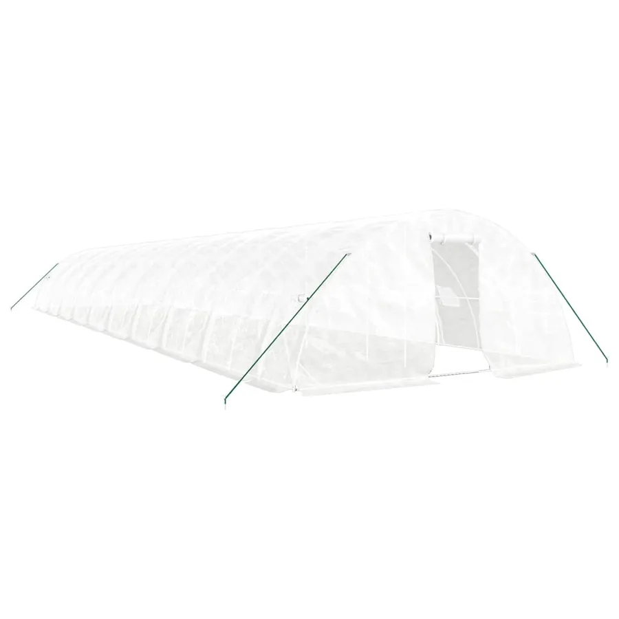 Serre avec cadre en acier blanc 100 m² 20x5x2,3 m - 2
