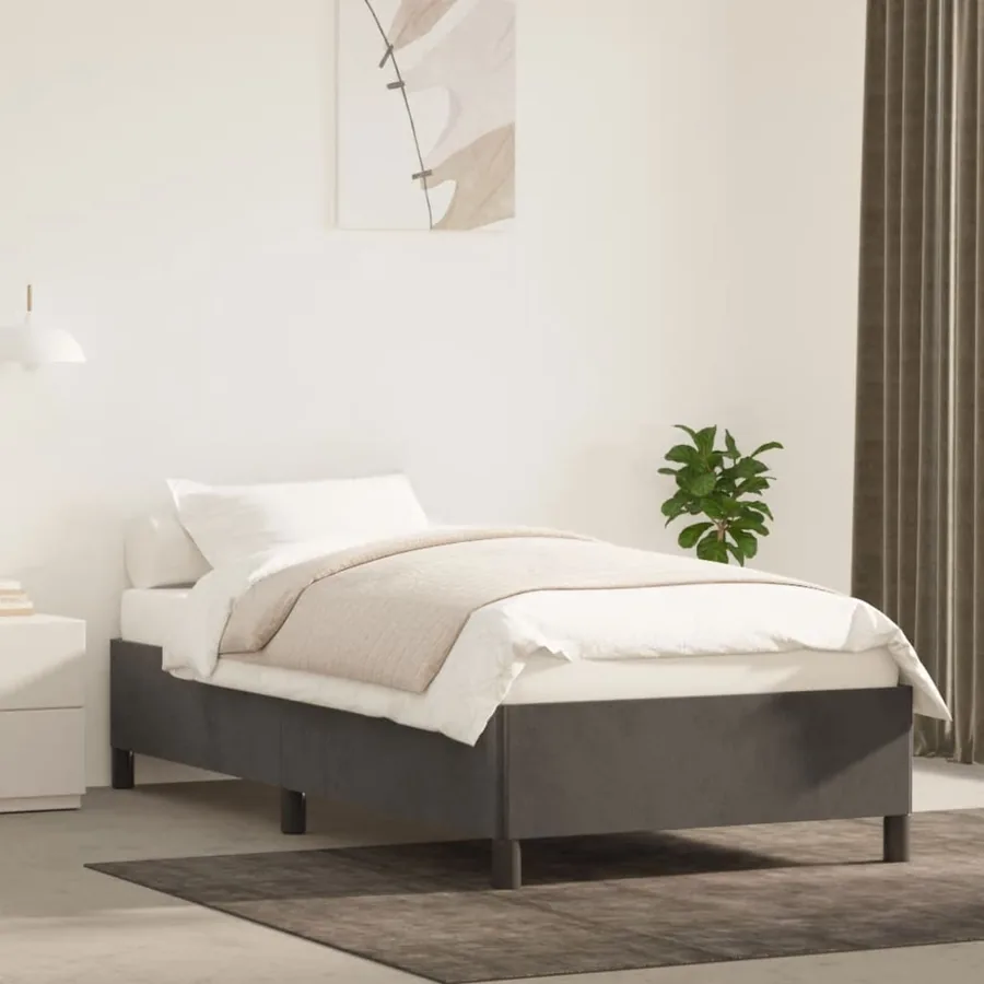Cadre de lit sans matelas gris foncé 90x190 cm velours
