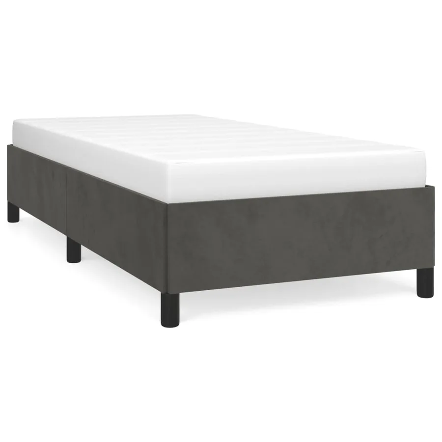 Cadre de lit sans matelas gris foncé 90x190 cm velours - 2