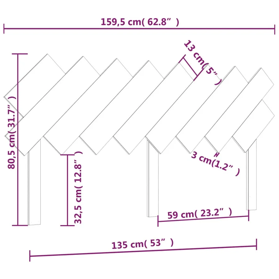 Tête de lit Gris 159,5x3x80,5 cm Bois massif de pin - 6