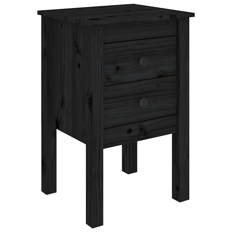Tables de chevet 2 pcs Noir 40x35x61,5 cm Bois de pin massif - 5