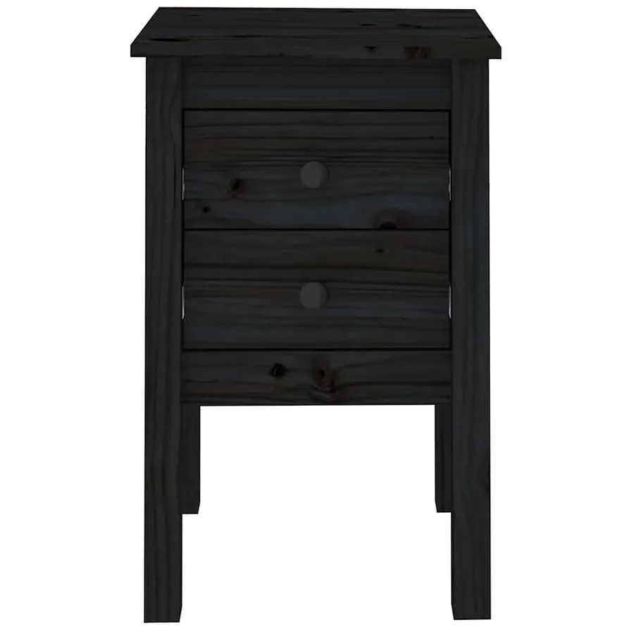 Tables de chevet 2 pcs Noir 40x35x61,5 cm Bois de pin massif - 6