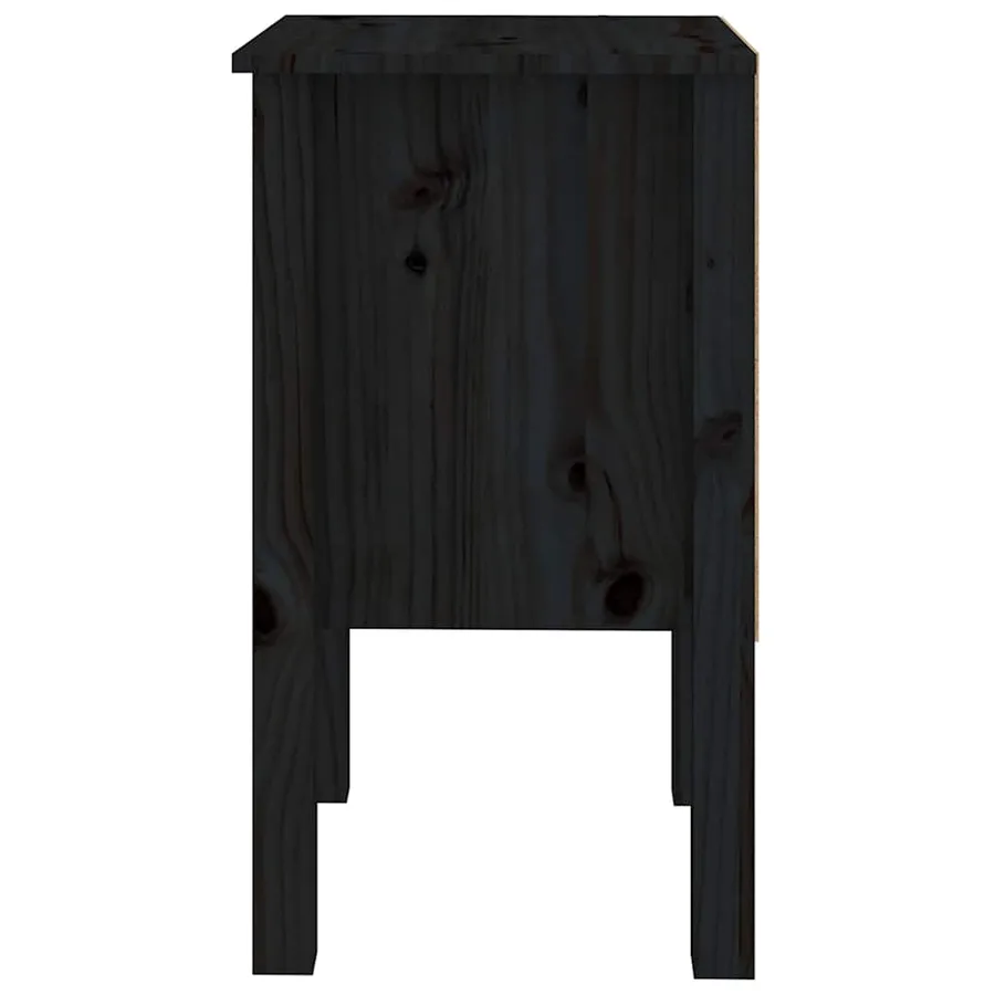 Tables de chevet 2 pcs Noir 40x35x61,5 cm Bois de pin massif - 7