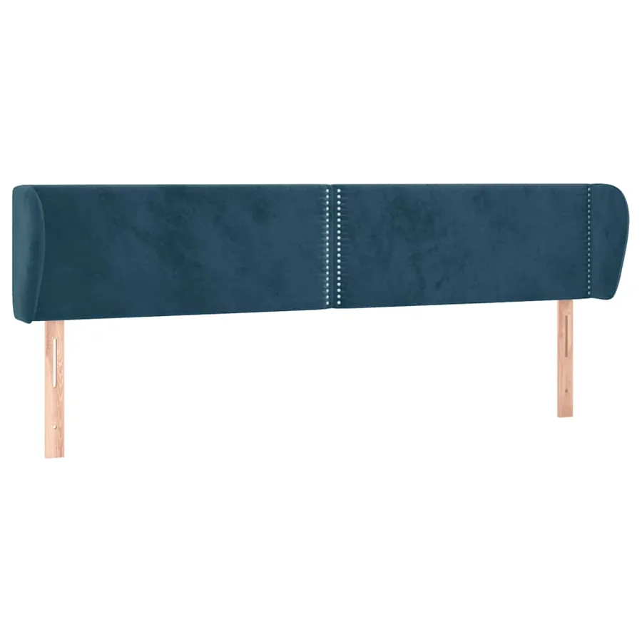 Tête de lit avec oreilles Bleu foncé 183x23x78/88 cm Velours - 2