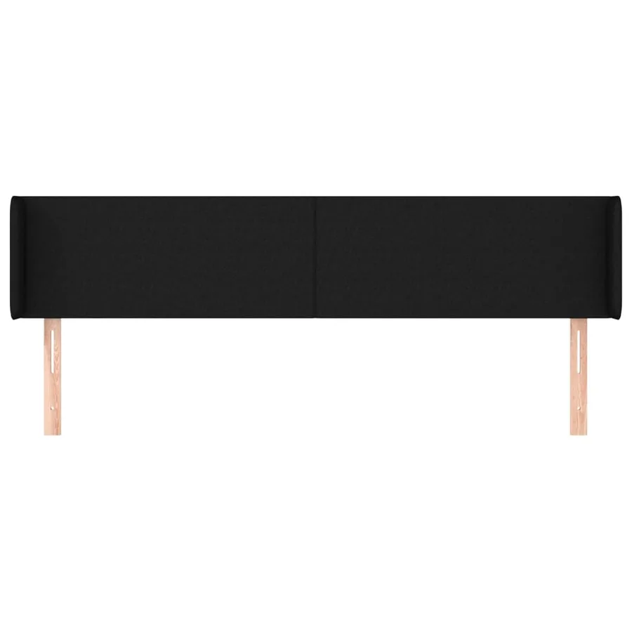 Tête de lit avec oreilles Noir 203x16x78/88 cm Tissu - 3