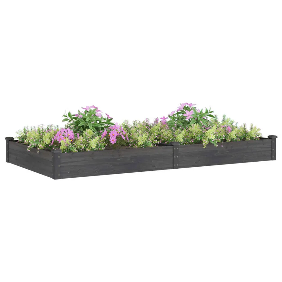 Lit surélevé de jardin doublure 240x120x25 cm bois massif sapin - 3