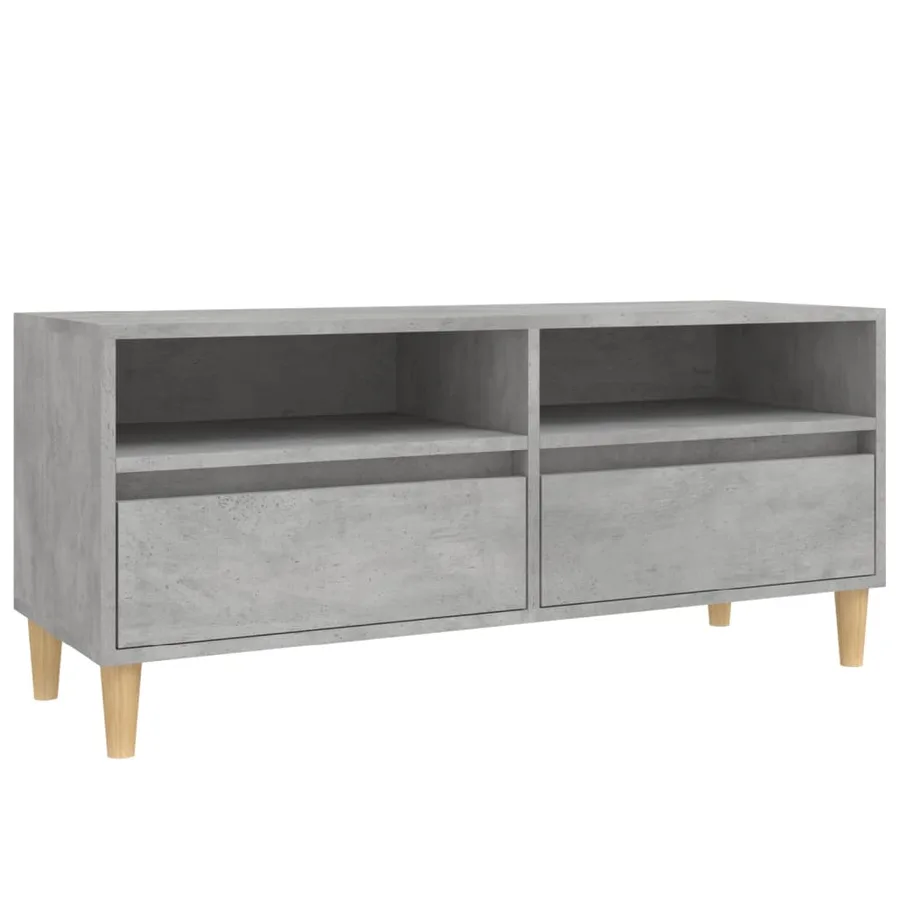 Meuble TV gris béton 100x34,5x44,5 cm bois d'ingénierie - 2