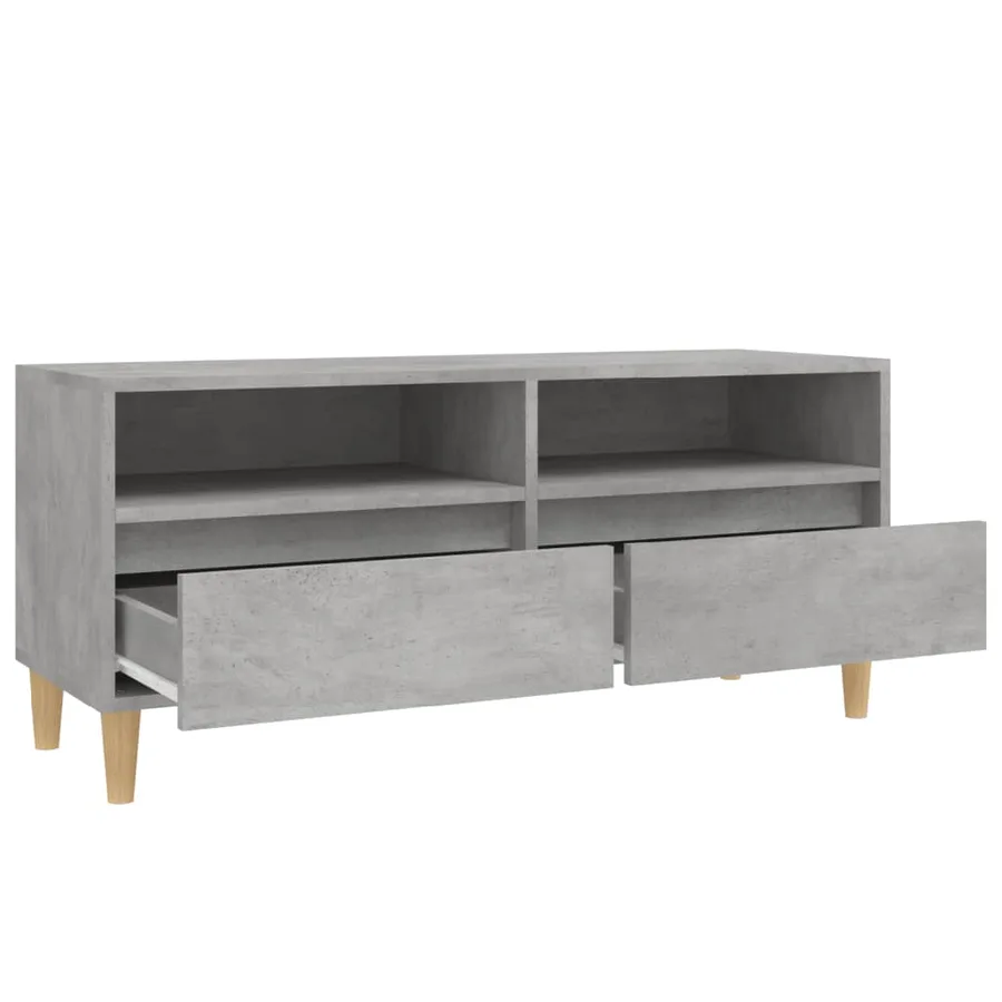 Meuble TV gris béton 100x34,5x44,5 cm bois d'ingénierie - 8