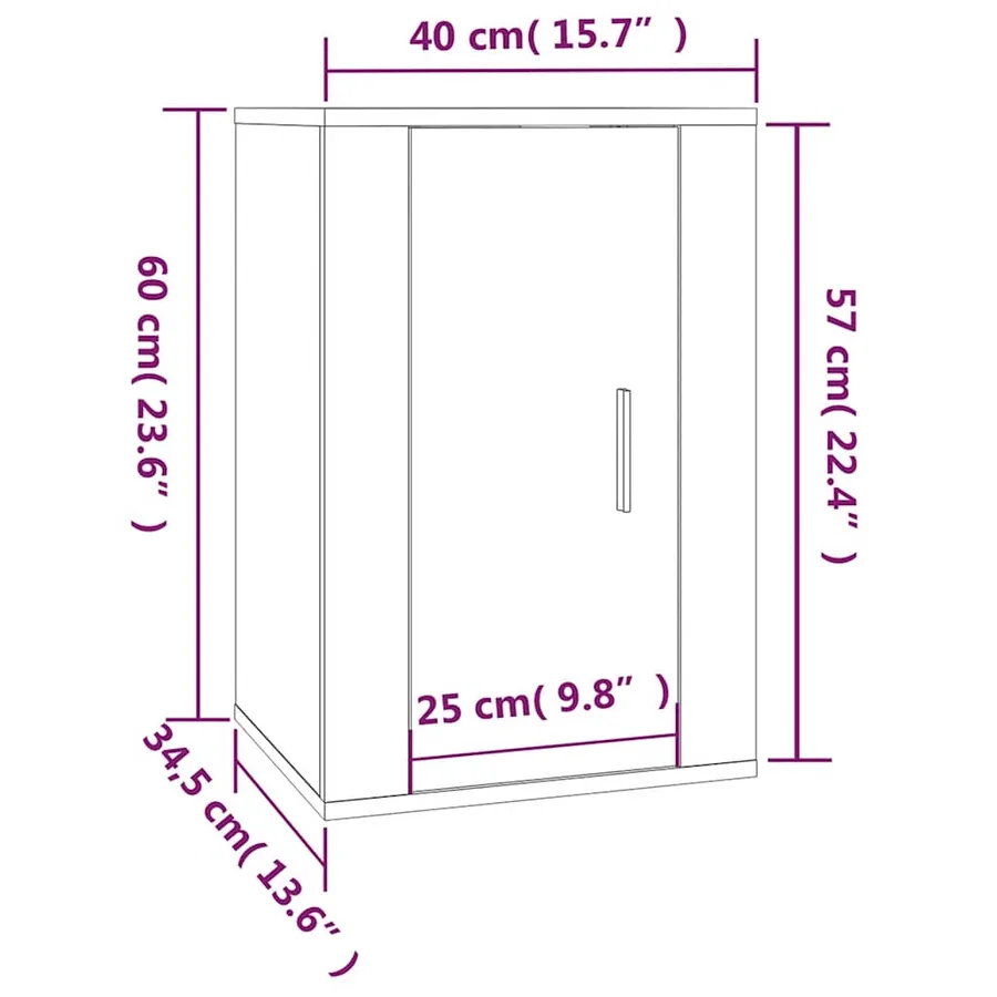 Meubles TV muraux 2 pcs Noir 40x34,5x60 cm - 12