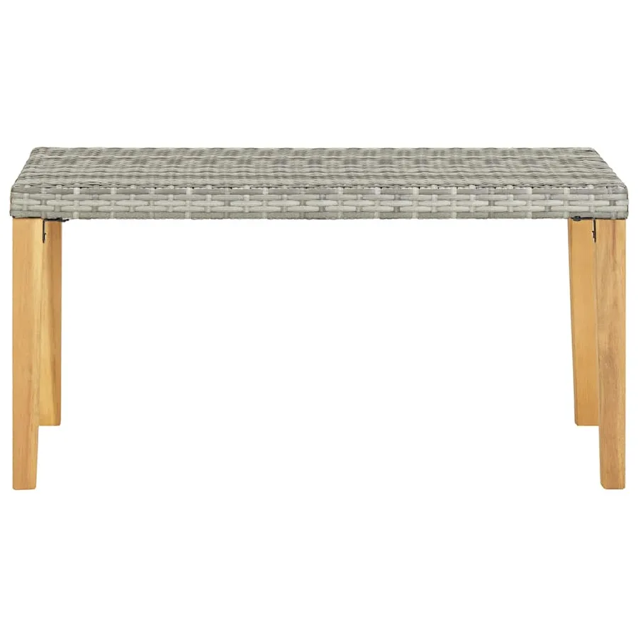 Banc de jardin 120 cm Gris Résine tressée et bois d'acacia - 2