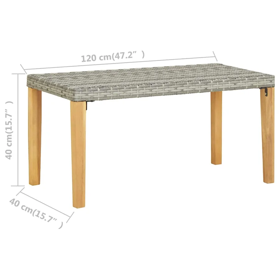 Banc de jardin 120 cm Gris Résine tressée et bois d'acacia - 6