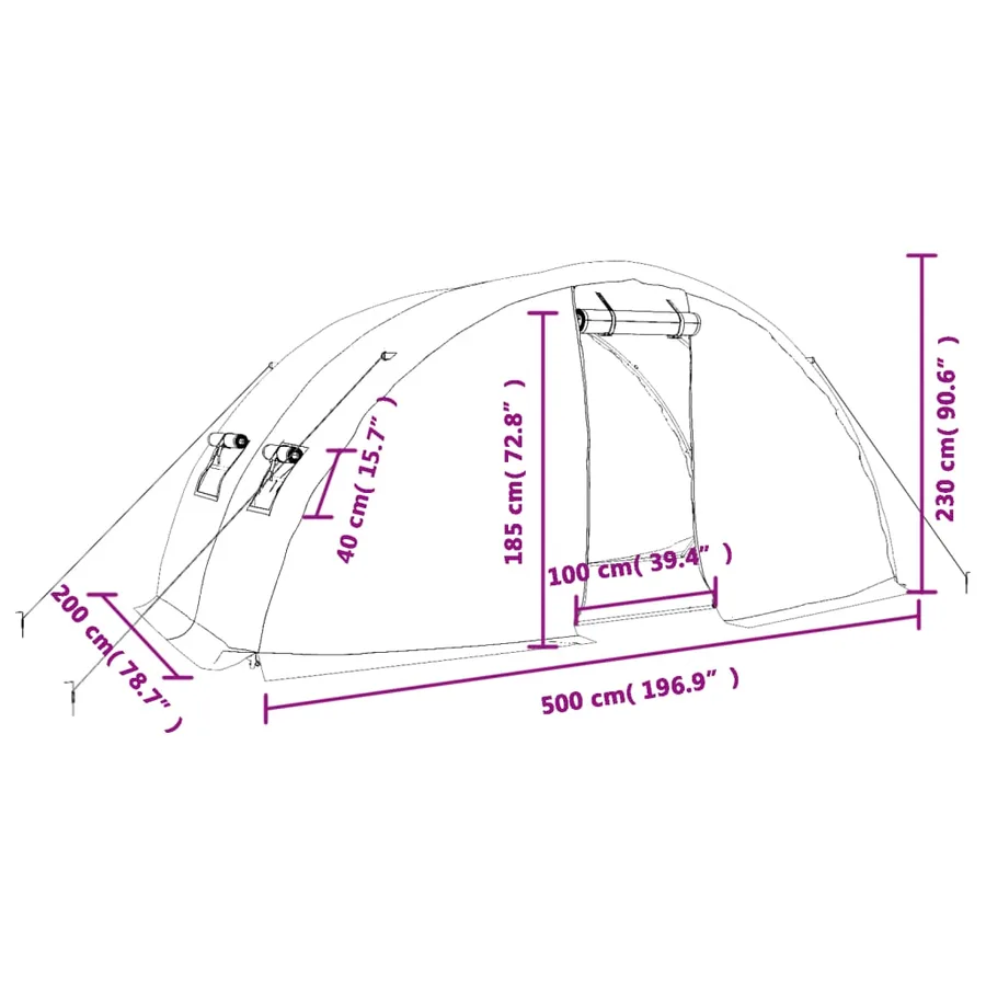 Serre avec cadre en acier vert 10 m² 5x2x2,3 m - 12