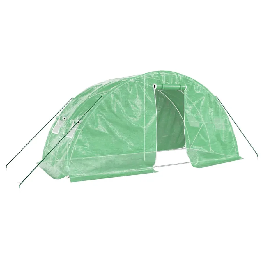 Serre avec cadre en acier vert 10 m² 5x2x2,3 m - 2