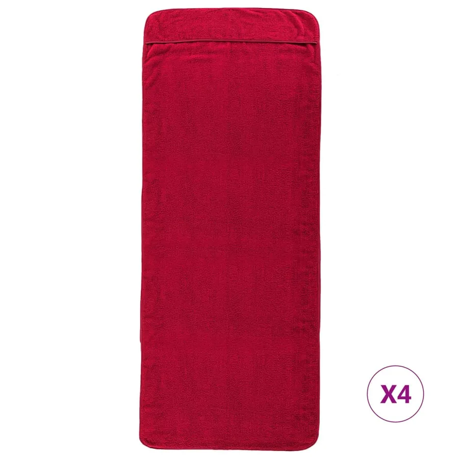 Serviettes de plage 4 pcs bordeaux 60x135 cm tissu 400 GSM - 3