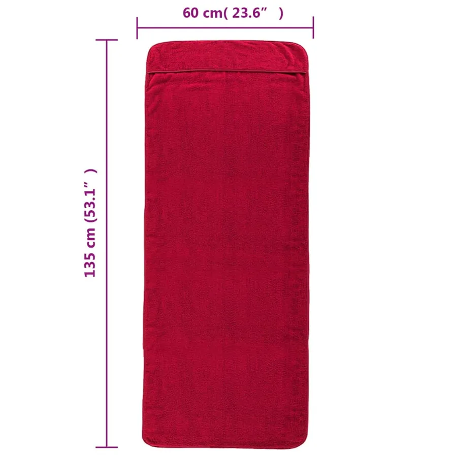 Serviettes de plage 4 pcs bordeaux 60x135 cm tissu 400 GSM - 8