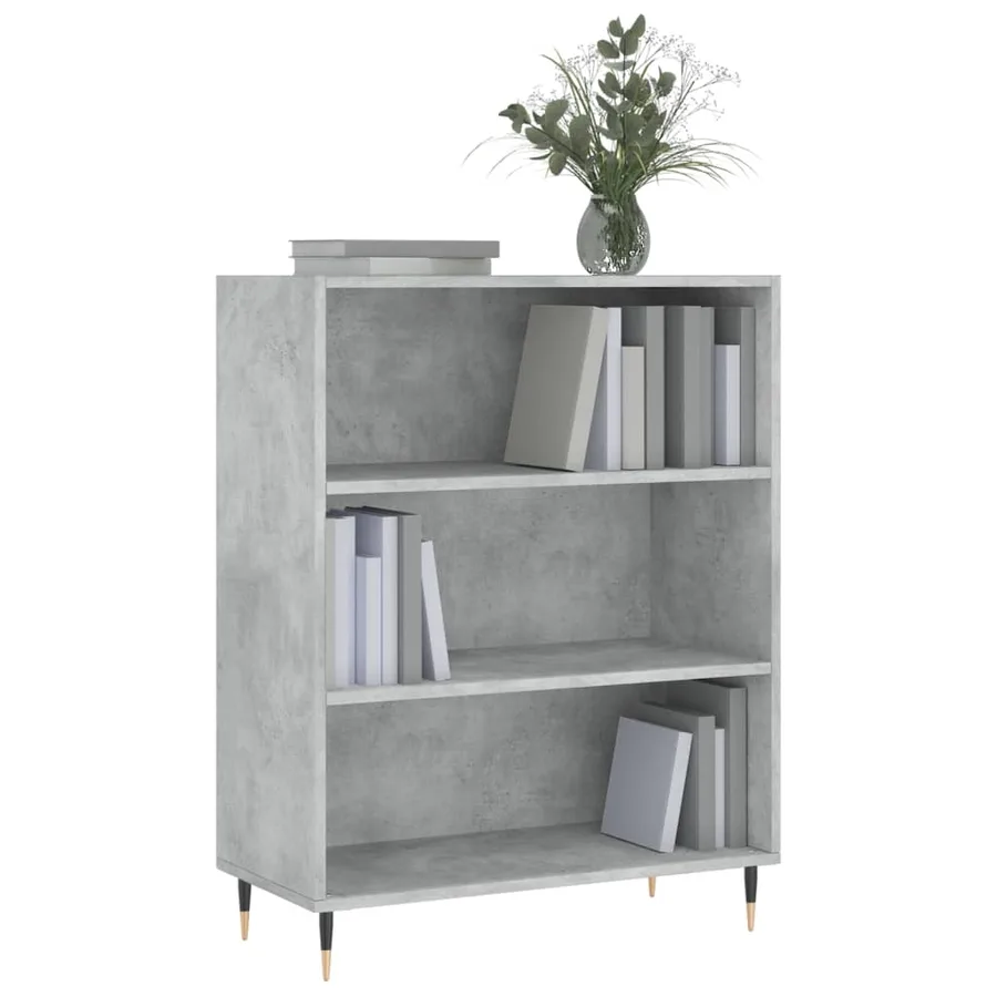 Bibliothèque gris béton 69,5x32,5x90 cm bois d'ingénierie - 3
