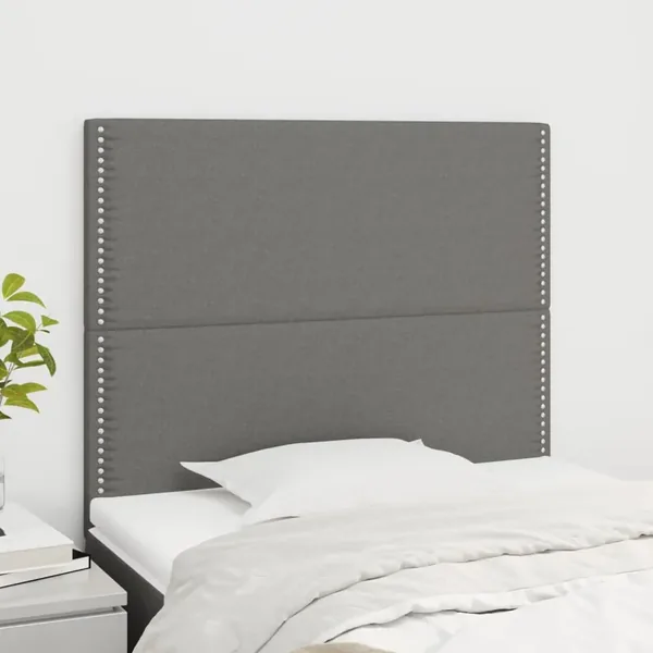 Tête de lit Gris foncé 100x5x118/128 cm Tissu