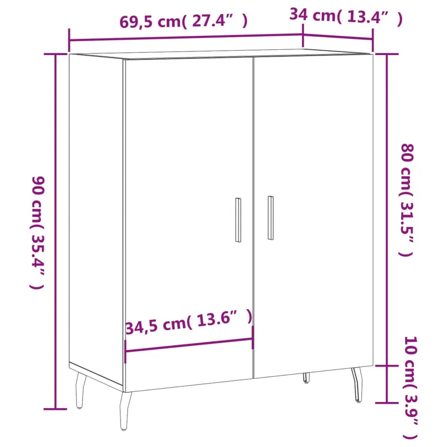 Buffet chêne fumé 69,5x34x90 cm bois d'ingénierie - 12